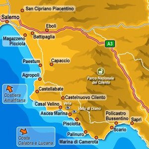 Landkarte Cilento Golf von Salerno